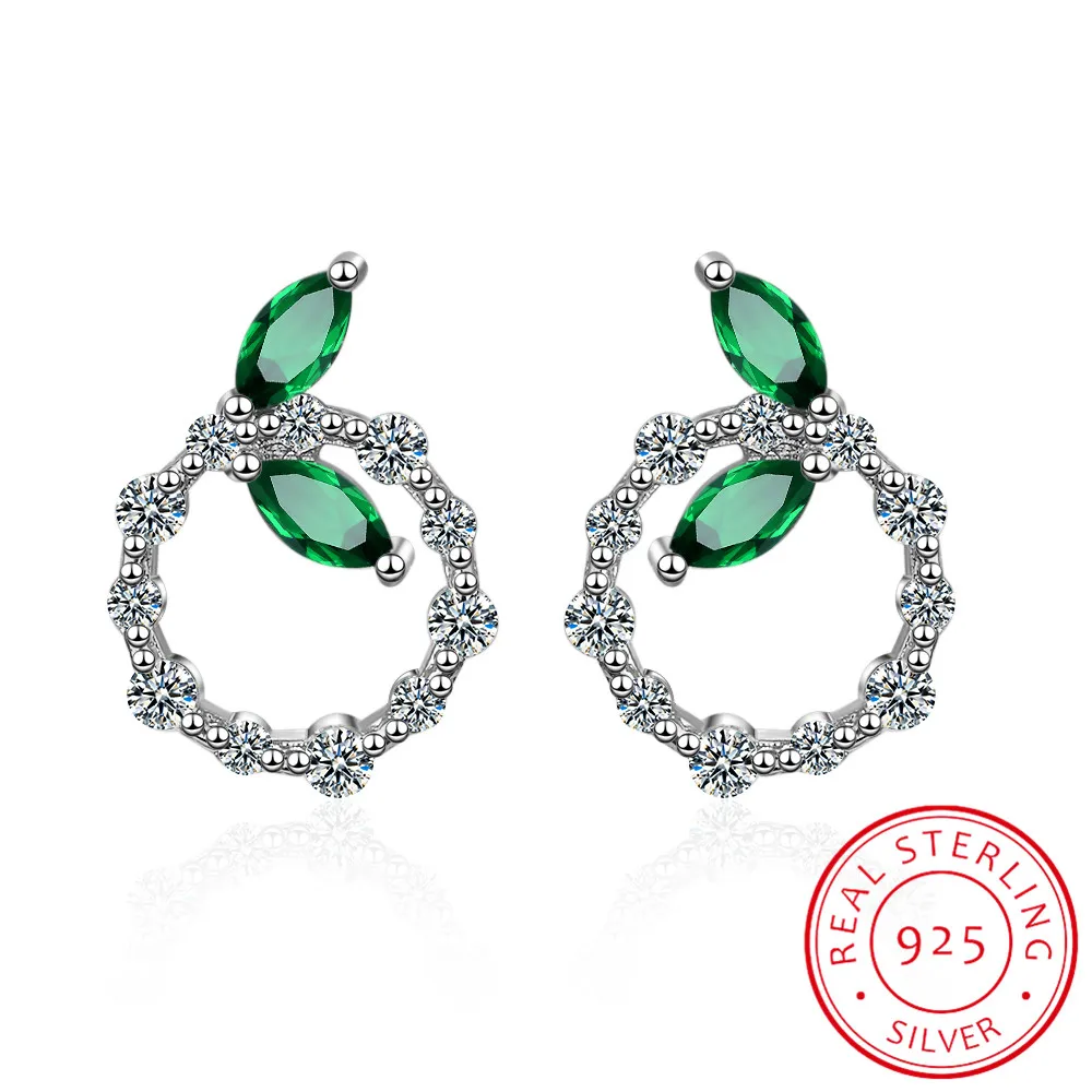 Newest 925 Sterling Silver Earrings Zirconia Green Leaves Round Earrings For Women S-E715
Newest 925 Sterling Silver Earrings Zirconia Green Leaves Round Earrings For Women S-E715
