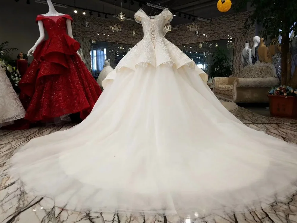 AOLANES Robe De Mariage Роскошные платья невесты 2018 свадебные с королевским шлейфом