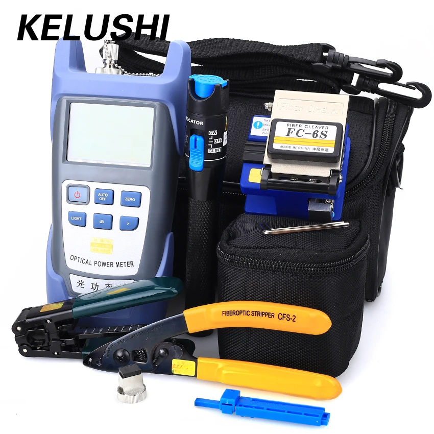 KELUSHI Fiber Optic FTTH Tool Kit with FC-6S Fiber Cleaver and Optical Power Meter 5km Visual Fault Locator 1mw Wire stripper
KELUSHI Fiber Optic FTTH Tool Kit with FC-6S Fiber Cleaver and Optical Power Meter 5km Visual Fault Locator 1mw Wire stripper