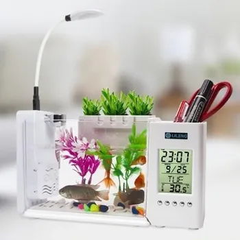 Aquarium Fish Tank USB Aquarium With LED Lamp Light LCD Display Screen and Clock Fish Tank Aquarium Fish Tanks Black/ White
Aquarium Fish Tank USB Aquarium With LED Lamp Light LCD Display Screen and Clock Fish Tank Aquarium Fish Tanks Black/ White