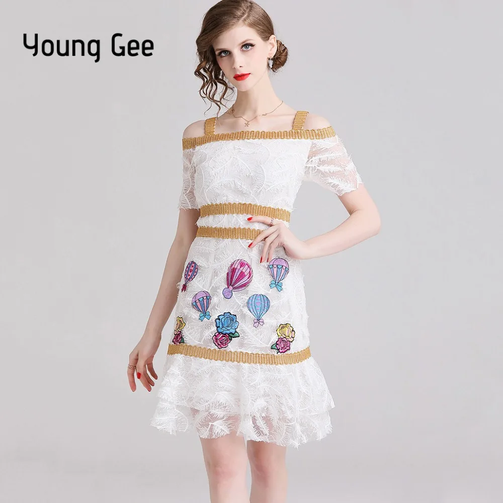 Young Gee Women Summer Elegant Lace Embroidery Floral Dress Female Bodycon Mermaid Off Shoulder Spaghetti Strap Slash Dresses
Young Gee Women Summer Elegant Lace Embroidery Floral Dress Female Bodycon Mermaid Off Shoulder Spaghetti Strap Slash Dresses