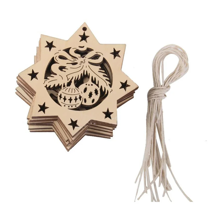 Creative 10pcs Wooden Laser Hollow Pendant Carved Snowflake Christmas Ornament Octagon Christmas Decoration String Embellishment
Creative 10pcs Wooden Laser Hollow Pendant Carved Snowflake Christmas Ornament Octagon Christmas Decoration String Embellishment