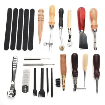18pcs Leather Craft Tools Punch Kit Stitching Working Stitching Groover Sewing Kit
18pcs Leather Craft Tools Punch Kit Stitching Working Stitching Groover Sewing Kit