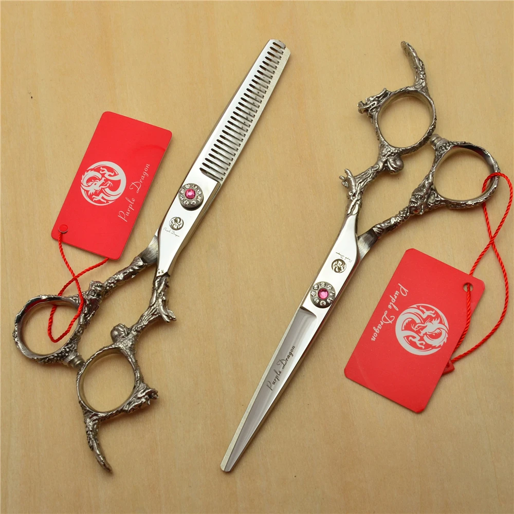 2Pcs 6'' 17.5cm Silvery 440C Professional Human Hair Scissors Hairdressing Shears Cutting + Thinning Shears Dragon Carving H9005
2Pcs 6'' 17.5cm Silvery 440C Professional Human Hair Scissors Hairdressing Shears Cutting + Thinning Shears Dragon Carving H9005