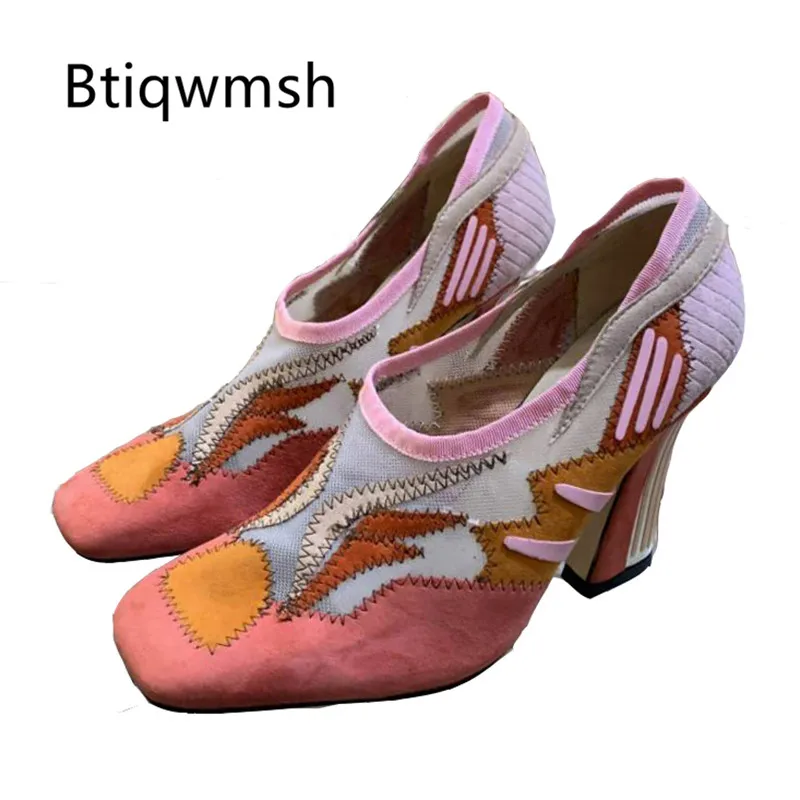 2019 Transparent Mesh High Heel Shoes Woman Square Toe Embroidery Suede Patchwork Pumps Women Chic Design Dress Shoes 
2019 Transparent Mesh High Heel Shoes Woman Square Toe Embroidery Suede Patchwork Pumps Women Chic Design Dress Shoes