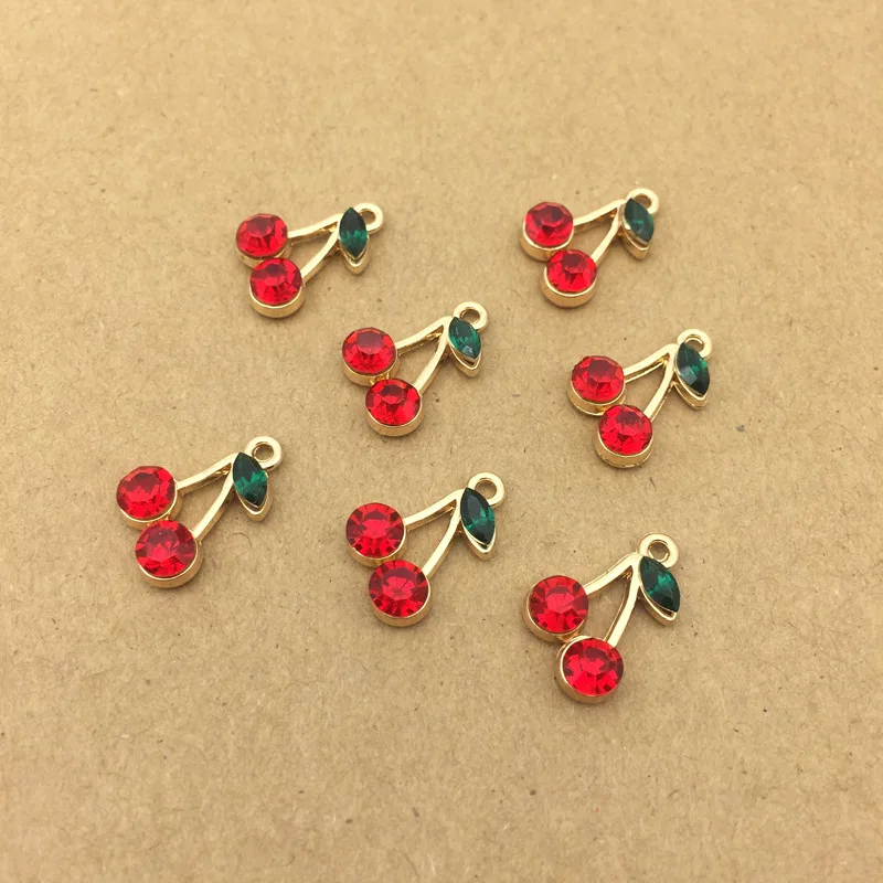 Fresh Red Crystal Rhinestones Fruit Cherry Shape Alloy Chams 60pcs/Lot 11*17MM DIY Jewelry Findings Metal Bracelet Pendants
Fresh Red Crystal Rhinestones Fruit Cherry Shape Alloy Chams 60pcs/Lot 11*17MM DIY Jewelry Findings Metal Bracelet Pendants