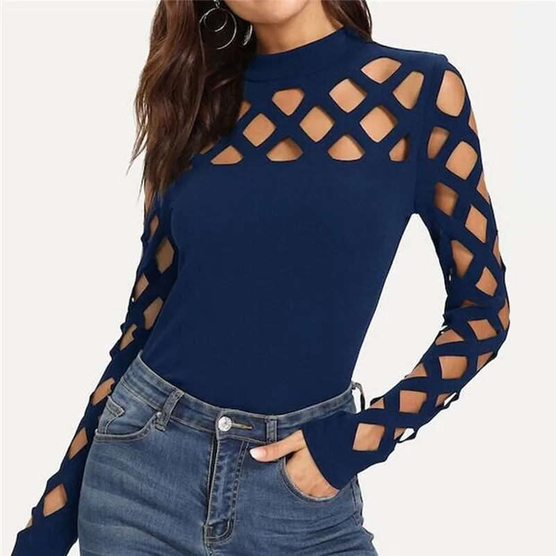 Sexy Fashion Women Long Sleeve O-Neck Top shirt lady hollow out Square Cutout Shoulder Blouse spring autumn Fitted Tee Blouse#XS
Sexy Fashion Women Long Sleeve O-Neck Top shirt lady hollow out Square Cutout Shoulder Blouse spring autumn Fitted Tee Blouse#XS