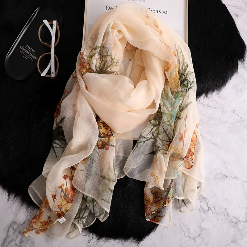 Guttavalli Women Flower Silk Long Scarf Spring Summer Big Soft Florals Shawl Lady Chevron Plaids Skinny Light Scarves 135*180CM
Guttavalli Women Flower Silk Long Scarf Spring Summer Big Soft Florals Shawl Lady Chevron Plaids Skinny Light Scarves 135*180CM