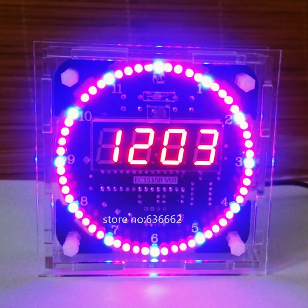 Фото (Готовые!) Вращающихся LED отделка электронные часы с оболочки Шатер дисплей