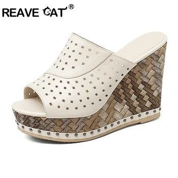 REAVE CAT Summer women Sandals wedges slippers Ladies genuine leather shoes Open toe Custouts Slip on Wedges New arrive Female
REAVE CAT Summer women Sandals wedges slippers Ladies genuine leather shoes Open toe Custouts Slip on Wedges New arrive Female