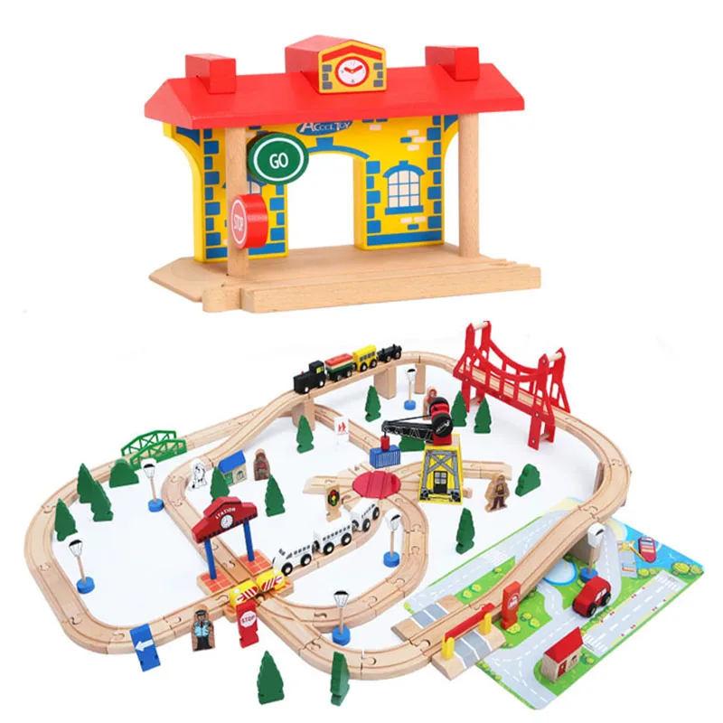 Clock Station Wooden Train Track Accessories Universal Wooden Train Station Wood Track Barrier Educational DIY Toys For Children
Clock Station Wooden Train Track Accessories Universal Wooden Train Station Wood Track Barrier Educational DIY Toys For Children