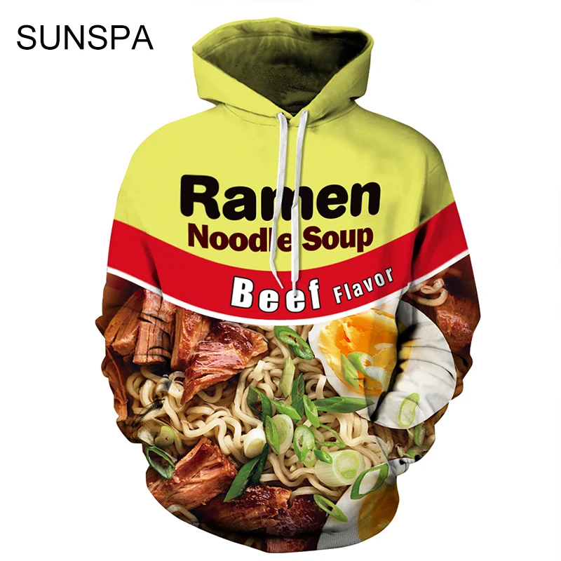 Image SUNSPA 2017 Hooded Hoodies Men women 3d sweatshirts Print Raman Noodle Soup Hoody Unisex Casual Hoodies