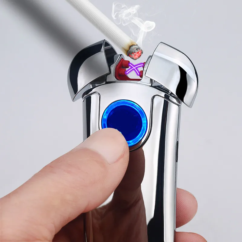 Electric Usb Rechargeable Double Arc Plasma Lighter Led Button 5 Colors Cigarettes Cigar Pulse Windproof Lighters
Electric Usb Rechargeable Double Arc Plasma Lighter Led Button 5 Colors Cigarettes Cigar Pulse Windproof Lighters
