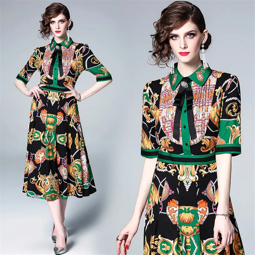 European Fashion Summer Dress Runway Dresses 2019 Women High Quality Fashion Luxury Print Retro Vintage Dress Robe Femme
European Fashion Summer Dress Runway Dresses 2019 Women High Quality Fashion Luxury Print Retro Vintage Dress Robe Femme