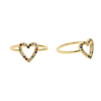 2019 Lover valentine's girlfriend gift Micro pave colorful CZ heart ring gold multi color women finger ring size 6 7 8
2019 Lover valentine's girlfriend gift Micro pave colorful CZ heart ring gold multi color women finger ring size 6 7 8