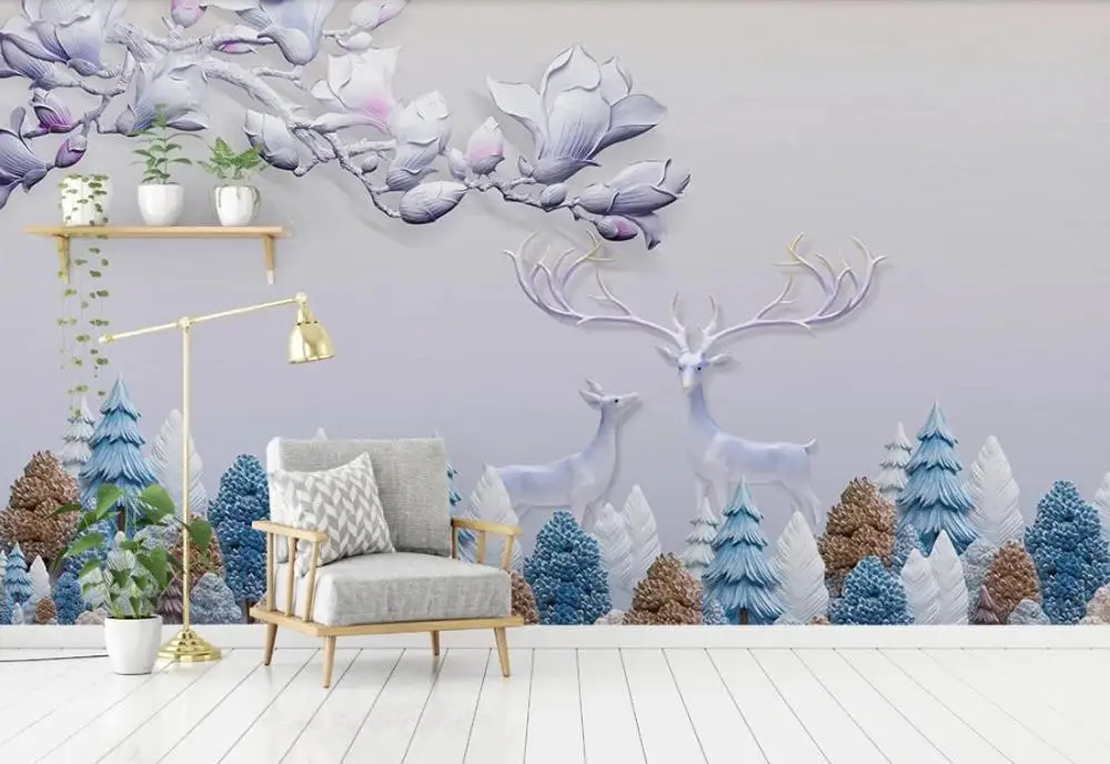 Modern three-dimensional embossed hand-painted orchid lily forest elk TV bedroom living room background wallpaper mural
Modern three-dimensional embossed hand-painted orchid lily forest elk TV bedroom living room background wallpaper mural