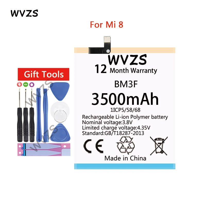 Wvzs 4100 мА/ч литий-полимерная аккумуляторная Батарея BM3F для Xiaomi mi 8 M8 батареи |