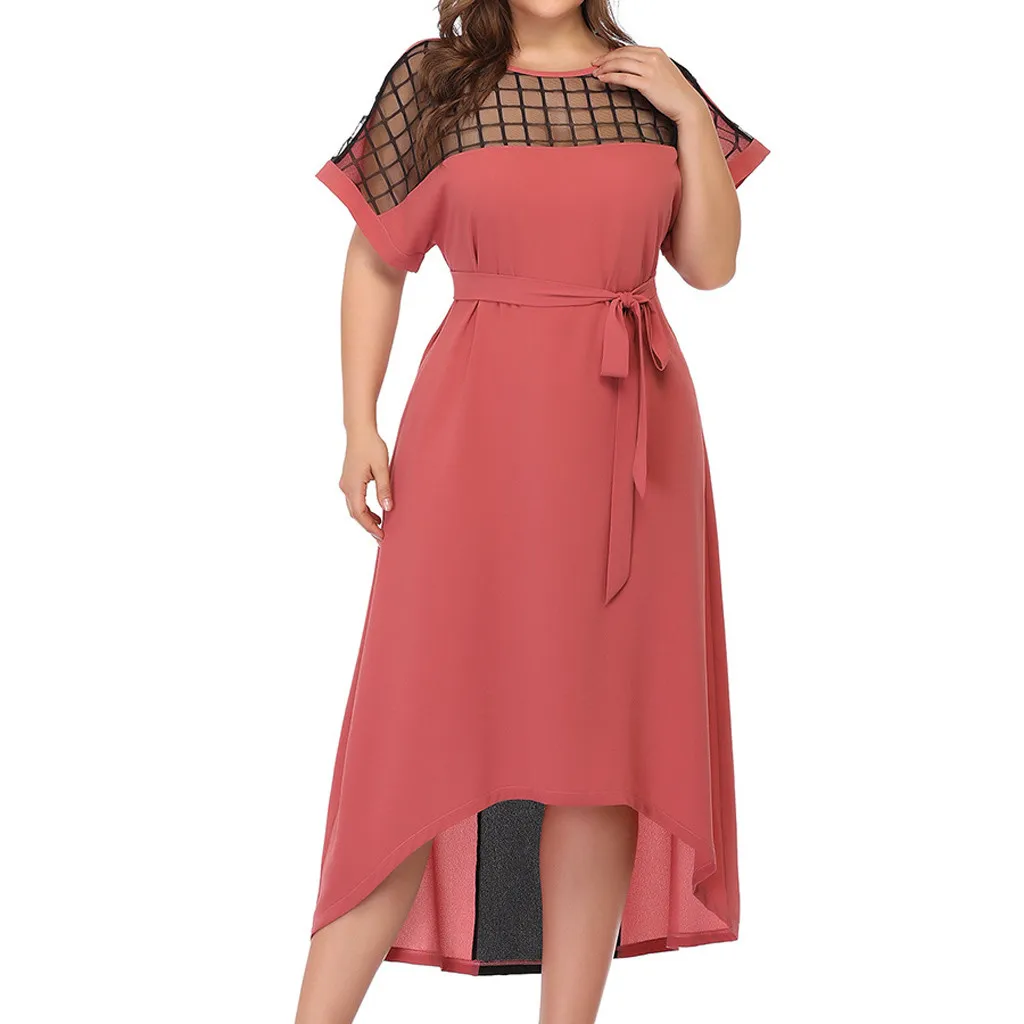 Women Summer Dress 2019 Chiffon Plus Size O-Neck Color Block Hollow out Short Sleeve Dresses Large Size Vestidos De Festa
Women Summer Dress 2019 Chiffon Plus Size O-Neck Color Block Hollow out Short Sleeve Dresses Large Size Vestidos De Festa
