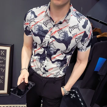 Men Summer Shirt 2019 Brand Short Sleeve Shirts Lion Print Men Casual Slim Fit Night Club Social Clothing Streetwear Camisas
Men Summer Shirt 2019 Brand Short Sleeve Shirts Lion Print Men Casual Slim Fit Night Club Social Clothing Streetwear Camisas