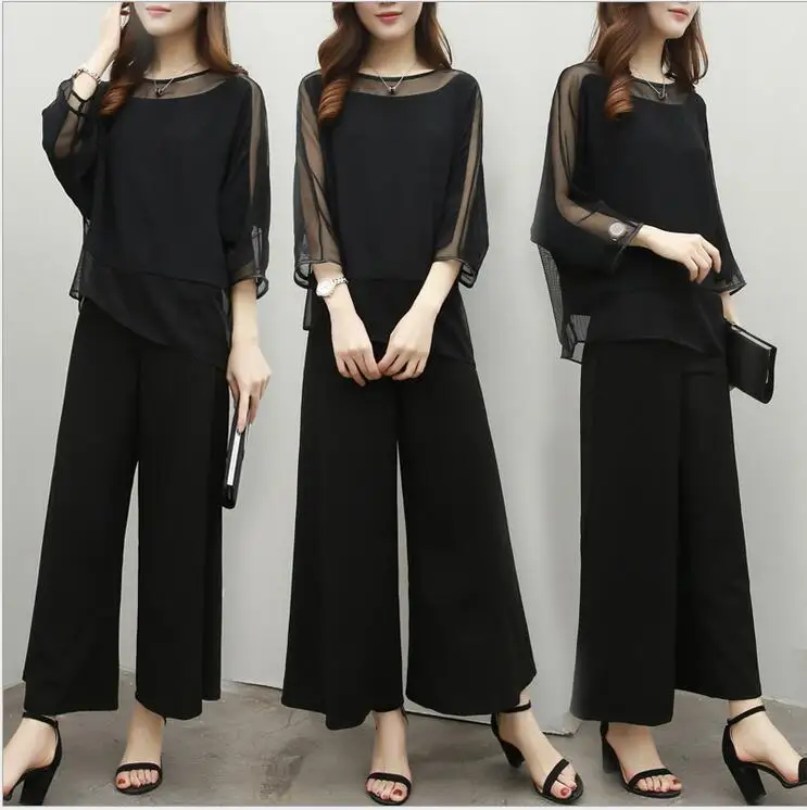 4XL Summer Chiffon Shirt Tighten Waist Ankle Length Pants Two Piece Suit Ladies Wide Leg Pants Suits Vetement Femme 2017 HJ61
4XL Summer Chiffon Shirt Tighten Waist Ankle Length Pants Two Piece Suit Ladies Wide Leg Pants Suits Vetement Femme 2017 HJ61