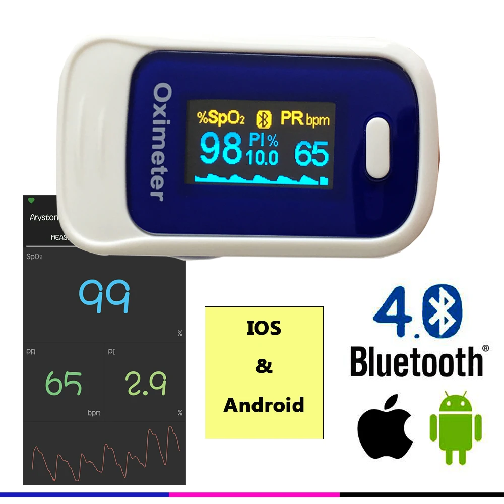 +Bag Andriod mobile Bluetooth 4.0 OLED Fingertip Pulse Oximeter Finger Oximetro pulso Blood Oxygen SpO2 Saturation Monitor
+Bag Andriod mobile Bluetooth 4.0 OLED Fingertip Pulse Oximeter Finger Oximetro pulso Blood Oxygen SpO2 Saturation Monitor