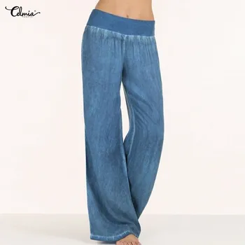 Celmia Women Denim Wide Leg Pants Elastic High Waist Palazzo Jeans Blue Casual Long Trouser Pantalon 2020 Summer Plus Size Pants
Celmia Women Denim Wide Leg Pants Elastic High Waist Palazzo Jeans Blue Casual Long Trouser Pantalon 2020 Summer Plus Size Pants