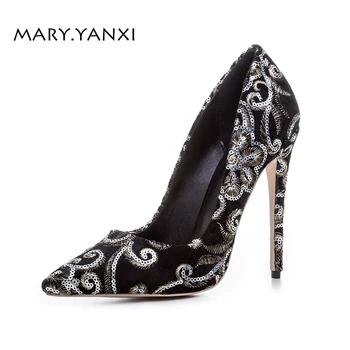 Spring/Autumn Women Lady Shoes Pumps Stilettos Flock Thin High Heels Pointed Toe Fashion Party Big Size Shallow Embroider Bling
Spring/Autumn Women Lady Shoes Pumps Stilettos Flock Thin High Heels Pointed Toe Fashion Party Big Size Shallow Embroider Bling