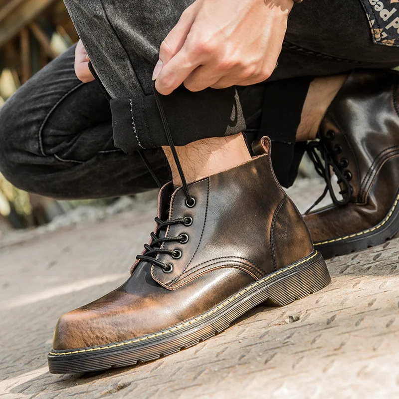 Autumn Genuine Leather Boots Men 2018 Fashion All Black Non-slip Shoes Male Martin Boots Casual Vintage Style Short Boots 38-47
Autumn Genuine Leather Boots Men 2018 Fashion All Black Non-slip Shoes Male Martin Boots Casual Vintage Style Short Boots 38-47