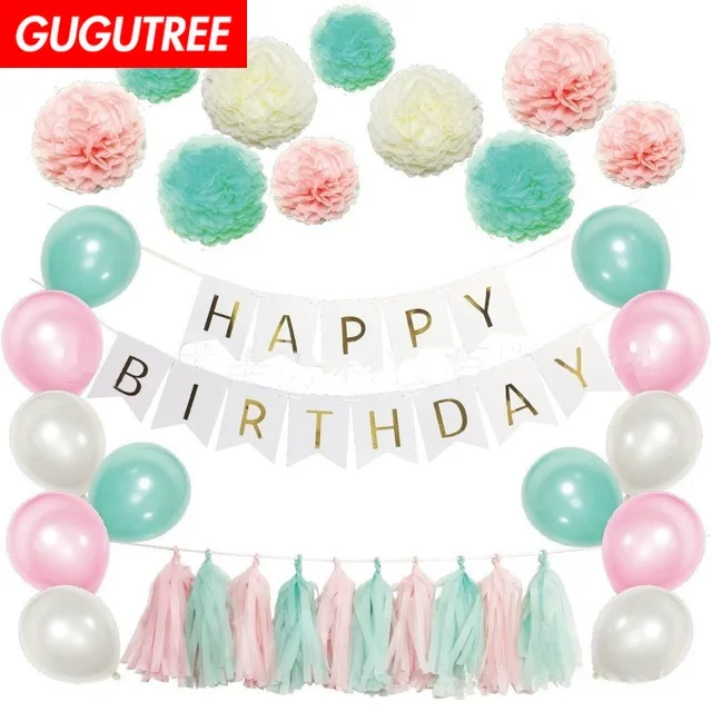 GUGUTREE PARTY one set green pink blue white latex ballon Banners Paper flowers tassels Streamers happy birthday party PD-4
GUGUTREE PARTY one set green pink blue white latex ballon Banners Paper flowers tassels Streamers happy birthday party PD-4