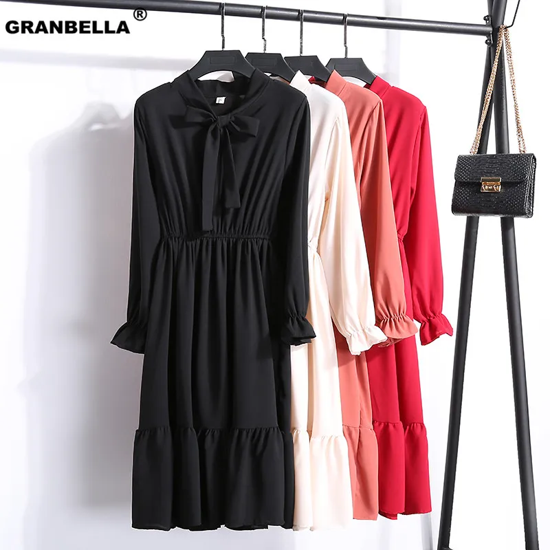Chiffon High Elastic Waist Party Dress Bow A-line Women Full Sleeve Brief Solid Color Bohemian Dress Female Vestido Plus Size
Chiffon High Elastic Waist Party Dress Bow A-line Women Full Sleeve Brief Solid Color Bohemian Dress Female Vestido Plus Size
