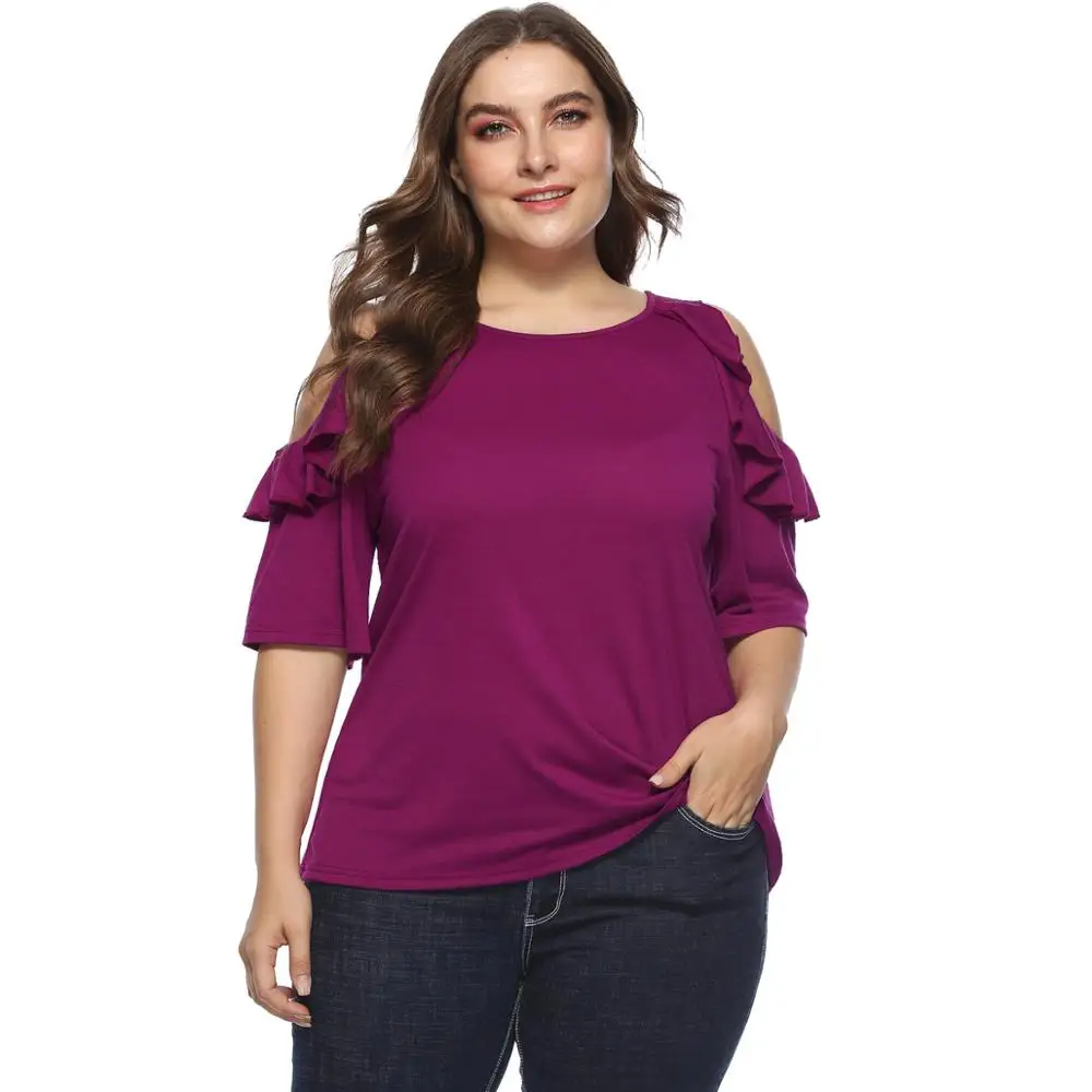 Women's Summer T-Shirts Round Neck Off Shoulder Ruffles Half Sleeve Sexy Ladies Casual Tops Tees Plus Size Loose Fat MM Tshirt
Women's Summer T-Shirts Round Neck Off Shoulder Ruffles Half Sleeve Sexy Ladies Casual Tops Tees Plus Size Loose Fat MM Tshirt