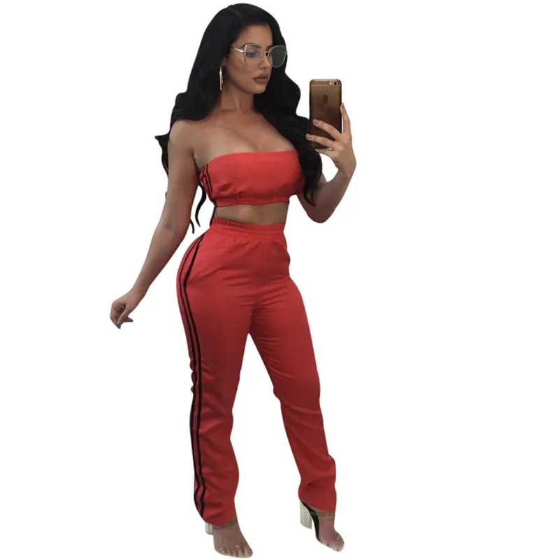 Sexy Two Piece Sets Strapless Crop Top and Long Pant Bodycon Suits Women Autumn Side Striped Backless Party 2 Piece Club Outfits
Sexy Two Piece Sets Strapless Crop Top and Long Pant Bodycon Suits Women Autumn Side Striped Backless Party 2 Piece Club Outfits