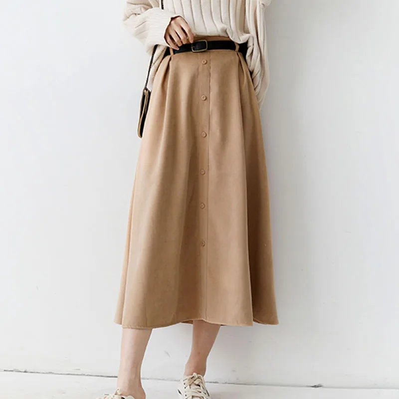 2018 Autumn Winter Skirts Vintage High Waist Single Breasted A-Line Skirts Women Casual Mid-calf Solid Color Skirts FP1541
2018 Autumn Winter Skirts Vintage High Waist Single Breasted A-Line Skirts Women Casual Mid-calf Solid Color Skirts FP1541