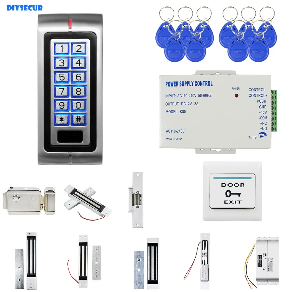 DIYSECUR RFID 125KHz ID Card Password Metal Keypad Access Control Security System Kit + Strike Lock Mangetic Lock Door Lock
DIYSECUR RFID 125KHz ID Card Password Metal Keypad Access Control Security System Kit + Strike Lock Mangetic Lock Door Lock