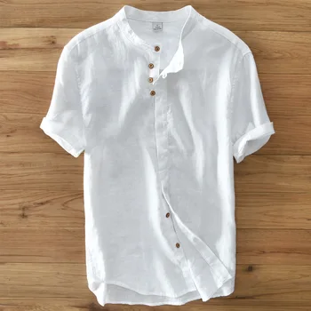 Mens Pure Linen Casual Short - Sleeved Shirt Chinese Collar 100% Linen Shirts Men Brand Fashion Mens Shirt Summer #3310
Mens Pure Linen Casual Short - Sleeved Shirt Chinese Collar 100% Linen Shirts Men Brand Fashion Mens Shirt Summer #3310
