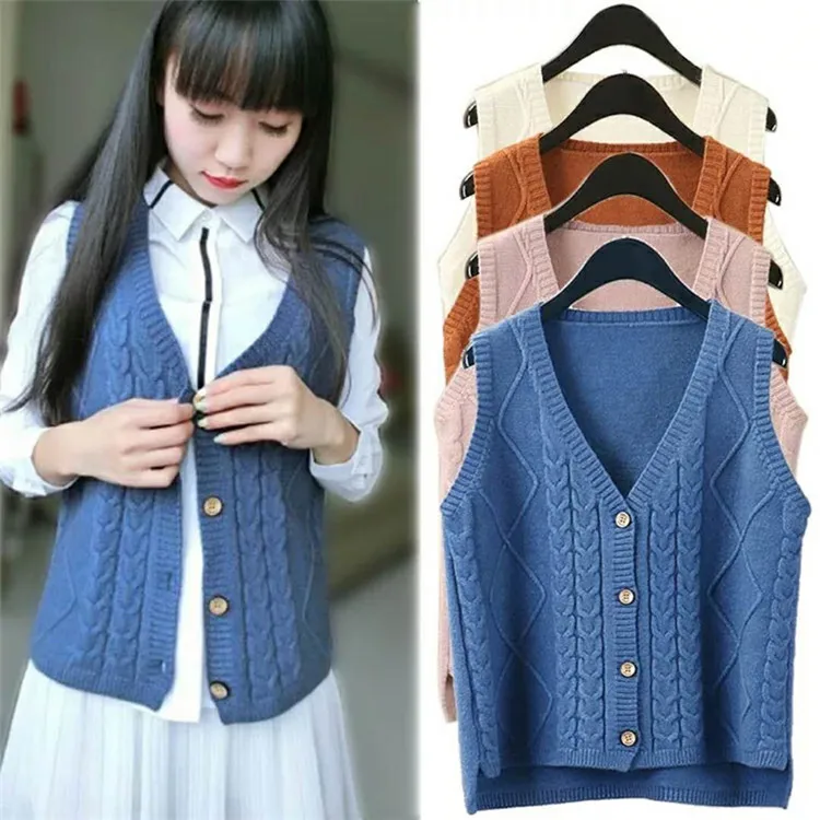 Korean Sweet Solid Women Knitted Vest Single Breasted Autumn Female Vest Casual V-neck Sleeveness White Pink Women Clothing
Korean Sweet Solid Women Knitted Vest Single Breasted Autumn Female Vest Casual V-neck Sleeveness White Pink Women Clothing