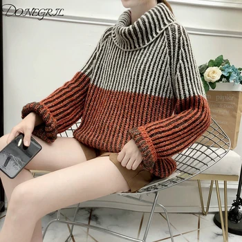 2019 winter color matching thick thick sweater female loose head speaker sleeve high collar sweater
2019 winter color matching thick thick sweater female loose head speaker sleeve high collar sweater