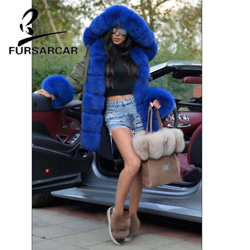 FURSARCAR Real Fur Coat Women Military Style Luxury Winter Thick Warm Fur Parka For Female With Fox Fur Trim Hood And Cuff
FURSARCAR Real Fur Coat Women Military Style Luxury Winter Thick Warm Fur Parka For Female With Fox Fur Trim Hood And Cuff