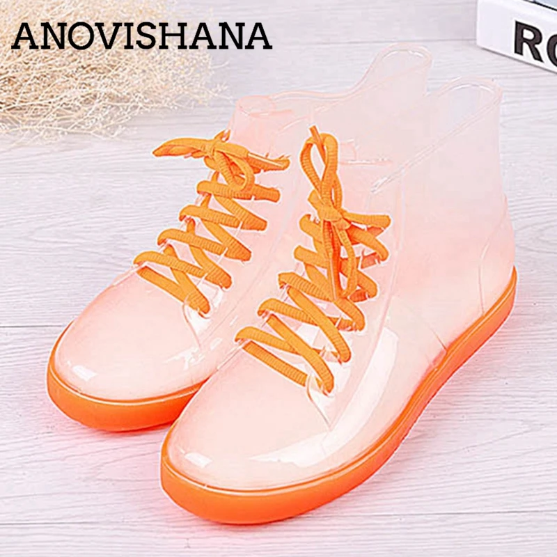 ANOVISHANA Ankle Rain Boots British Platform Lace Up PU Waterproof Motorcycle Colorful Ankle Mature Boots Woman Transparent H321
ANOVISHANA Ankle Rain Boots British Platform Lace Up PU Waterproof Motorcycle Colorful Ankle Mature Boots Woman Transparent H321