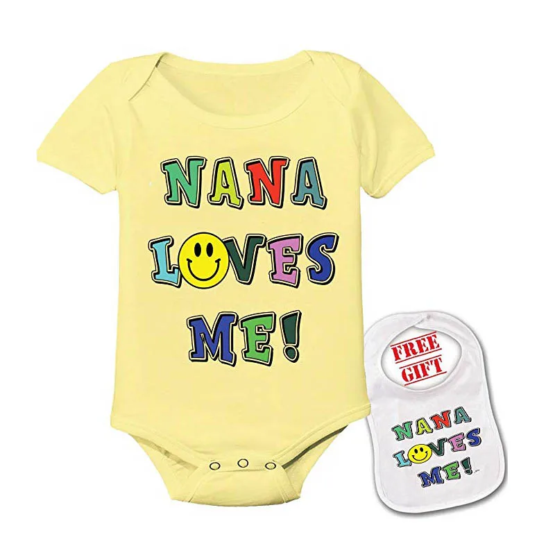 Culbutomind Nana Loves Me unique Baby bodysuit matching bib 100% Cotton Short Sleeve Clothing
Culbutomind Nana Loves Me unique Baby bodysuit matching bib 100% Cotton Short Sleeve Clothing