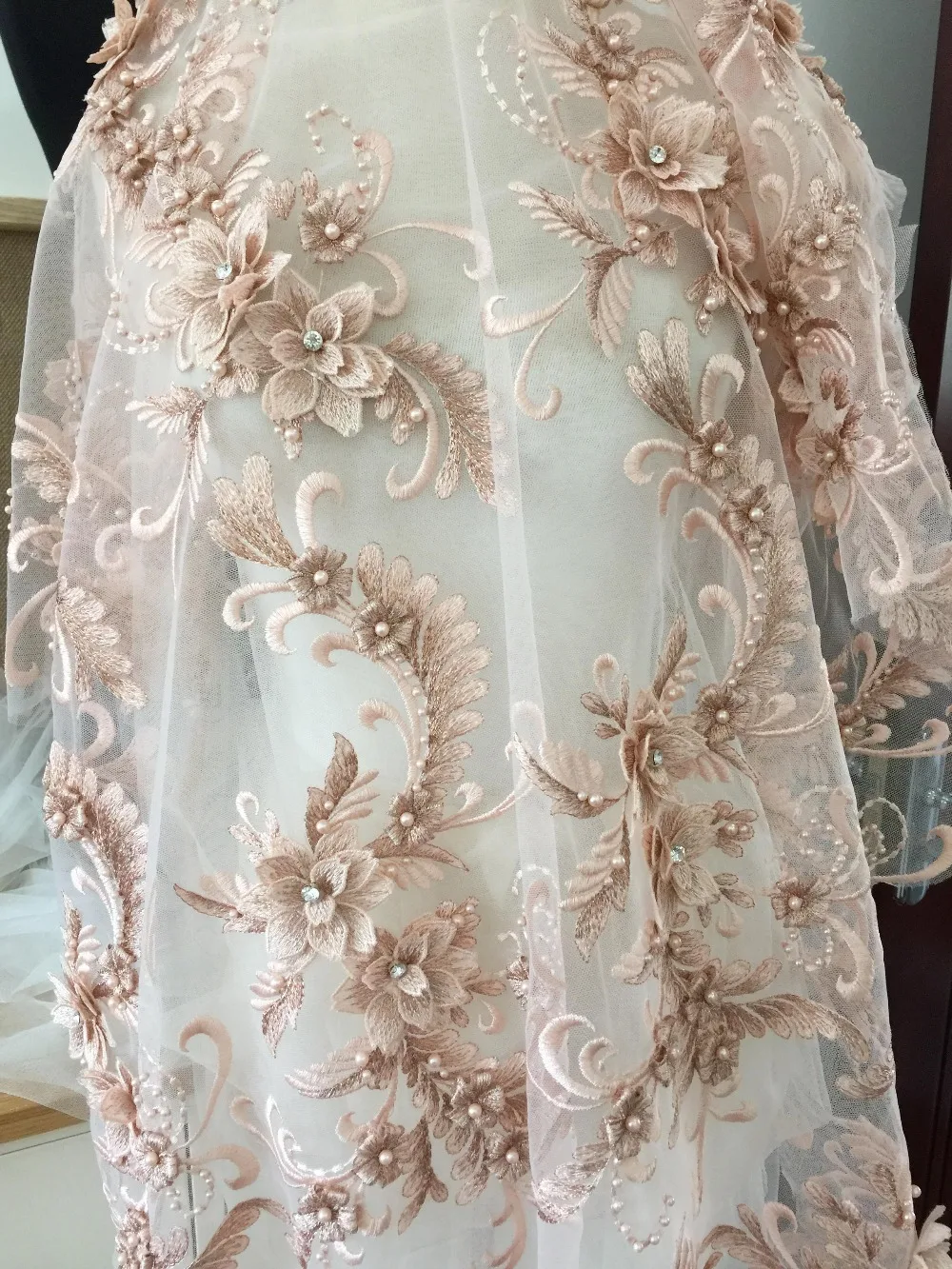 Lux 3D Rhinestone Beaded Blossom Floral Embroidery Lace Fabric in Peach Pink by Yard , Haute Couture Bridal Wedding Gown Fabric
Lux 3D Rhinestone Beaded Blossom Floral Embroidery Lace Fabric in Peach Pink by Yard , Haute Couture Bridal Wedding Gown Fabric