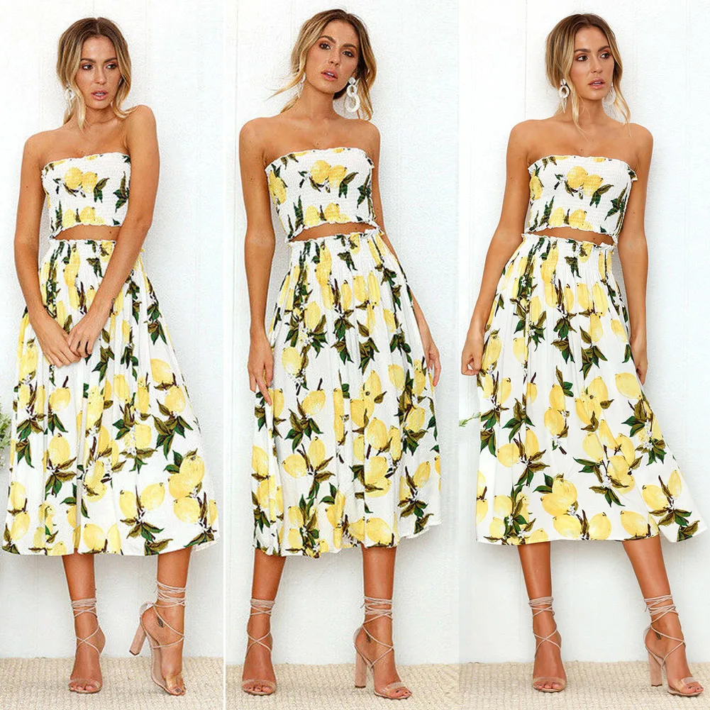 Trendy Women Summer Floral Tube and Skirt Sets 2pcs Casual Floral Print Sleeveless Tube Midi Loose Skirt Holiday Beach Boho
Trendy Women Summer Floral Tube and Skirt Sets 2pcs Casual Floral Print Sleeveless Tube Midi Loose Skirt Holiday Beach Boho