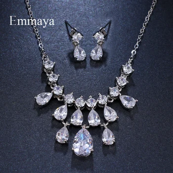 Emmaya Brand Luxury Geometric Cubic Zircon Water Drop Pendant Crystal Earrings Necklace Set For Women Popular Bride Jewelry Gift
Emmaya Brand Luxury Geometric Cubic Zircon Water Drop Pendant Crystal Earrings Necklace Set For Women Popular Bride Jewelry Gift