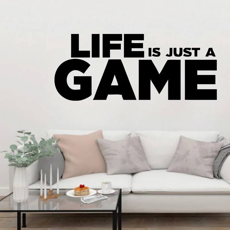 Life is JUST a GAME Wall Decal Quote Living Room Home Decor Gamer Vinyl Stickers Wallpaper Boys Bedroom Removable Art Mural G58 | Дом и сад