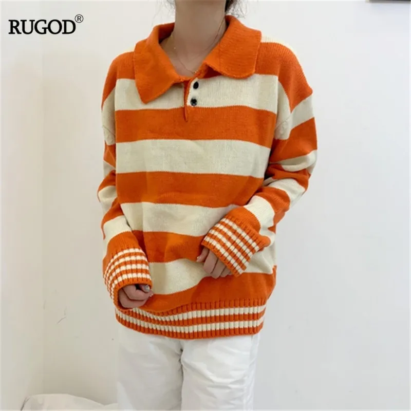 RUGOD Korean Style Women Striped Sweater 2019 Turn-down Collar Knitted Sweater Pullover Preppy Style Casual Woman Sweater Autumn
RUGOD Korean Style Women Striped Sweater 2019 Turn-down Collar Knitted Sweater Pullover Preppy Style Casual Woman Sweater Autumn