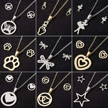 Jisensp Stainless Steel Jewelry Set Wedding Gold Butterfly Ballet Paw Star Necklace Earrings Sets for Woman Bridal Pendientes
Jisensp Stainless Steel Jewelry Set Wedding Gold Butterfly Ballet Paw Star Necklace Earrings Sets for Woman Bridal Pendientes