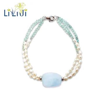 LiiJi Unique Natural Stone Aquamarine Freshwater Pearl Apatite 925 Sterling Silver 3 Rows Bracelet
LiiJi Unique Natural Stone Aquamarine Freshwater Pearl Apatite 925 Sterling Silver 3 Rows Bracelet