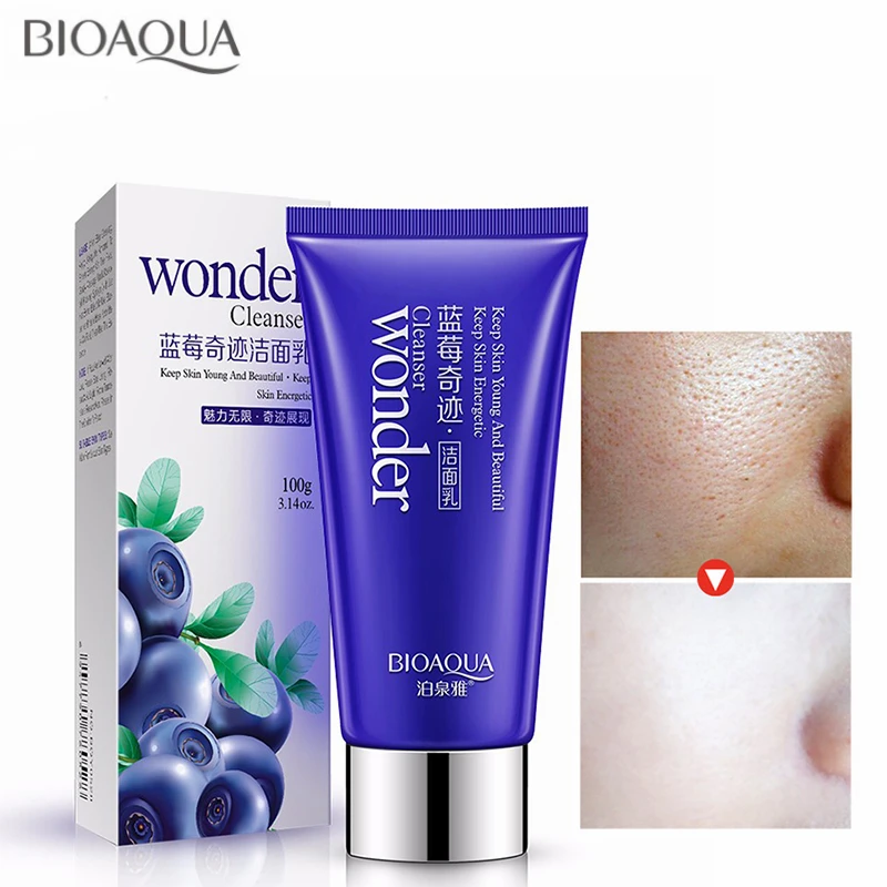 

Blueberry Facial Cleanser Deep Cleansing Shrink Pores Acne Treatments Face Cleaner Moisturizing Oil Control Rich Foam Skin Care