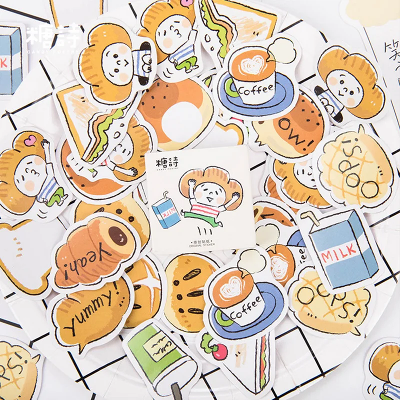 45 Pcs/Box Tangshi cartoon bread paper sticker kawaii decoration DIY album diary scrapbooking label stickers stationery
45 Pcs/Box Tangshi cartoon bread paper sticker kawaii decoration DIY album diary scrapbooking label stickers stationery