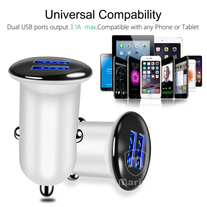 Marjay Mini Dual USB Car Charger Adapter 3.1A Car-Charger Mobile Phone Car USB Charger Auto Charge 2 Port for Samsung iPhone X (3)